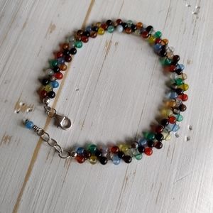 Weaved semi-precious gemstone bracelet